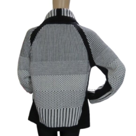 Alison Sheri Zippered Patchwork Sweater Jacket - Picture 4 of 5